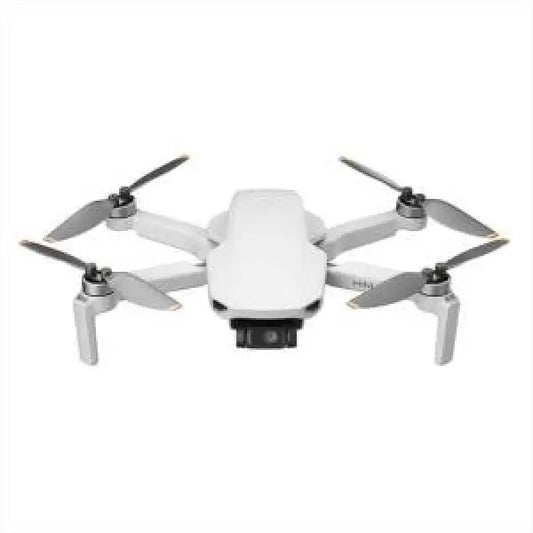 DJI Drone bianco compatto con quattro eliche e fotocamera integrata per riprese aeree