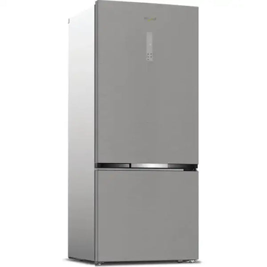 Frigorifero Whirlpool a doppia porta in acciaio inox con design moderno e display digitale
