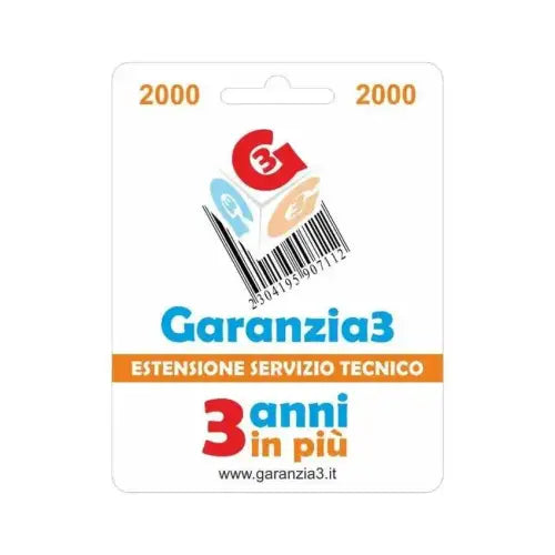 Garanzia3 Estensione di servizio tecnico 3 anni in più con massimale di copertura a 2000 euro - Estensione garanzia - TecnoRoyal