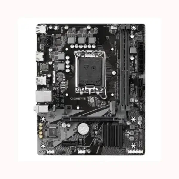 Scheda madre GIGABYTE nera con slot RAM e socket CPU per PC desktop
