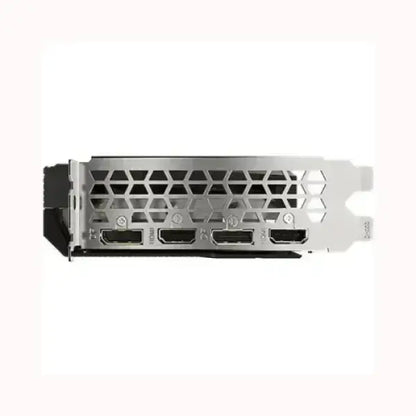 Scheda video GIGABYTE con connettori DisplayPort e HDMI e design ventilato in metallo