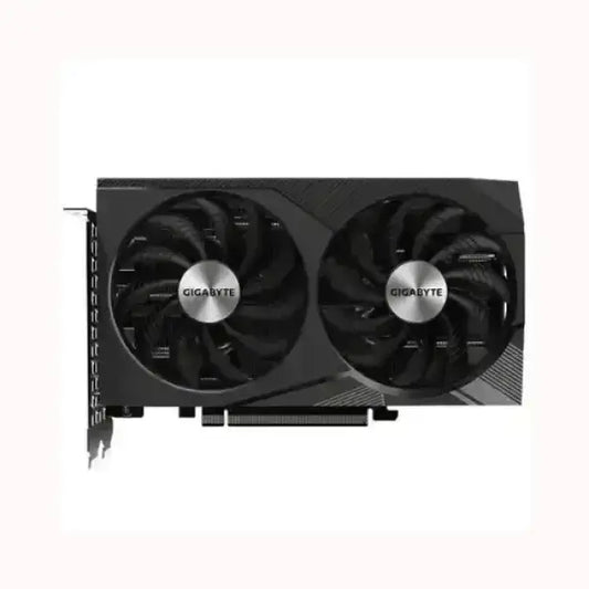 Scheda video GIGABYTE con doppia ventola di raffreddamento e design nero moderno
