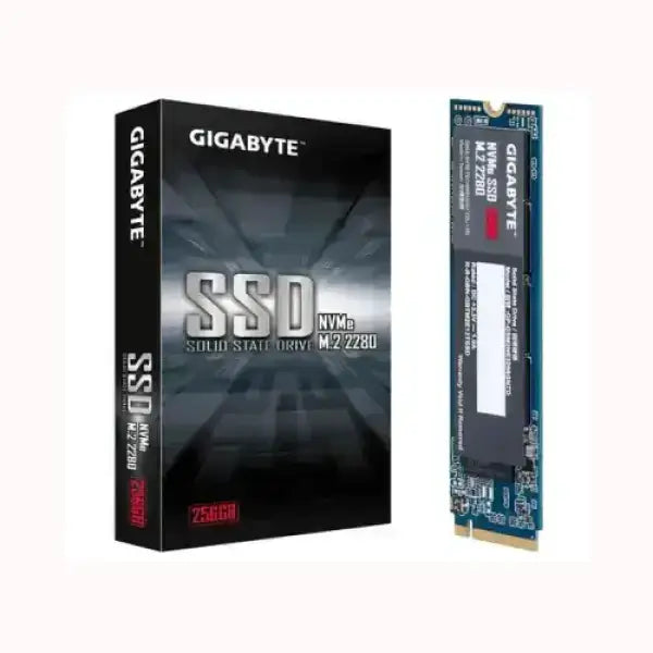 Disco rigido SSD Gigabyte NVMe M2 2280 da 256GB con confezione nera elegante
