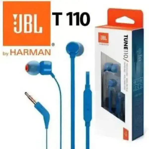 JBL cuffie auricolari T110 blu con jack 3 5 mm microfono inline e confezione retail