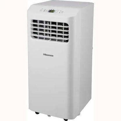 Condizionatore portatile Hisense bianco con pannello di controllo digitale e griglia frontale
