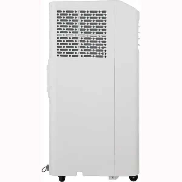 Condizionatore portatile Hisense bianco con griglia di ventilazione e ruote per facile spostamento