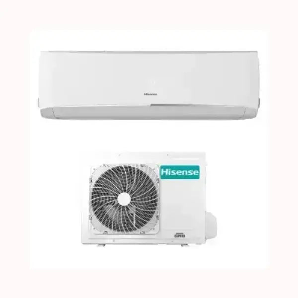 Condizionatore HISENSE split bianco con unità interna ed esterna per climatizzazione efficiente