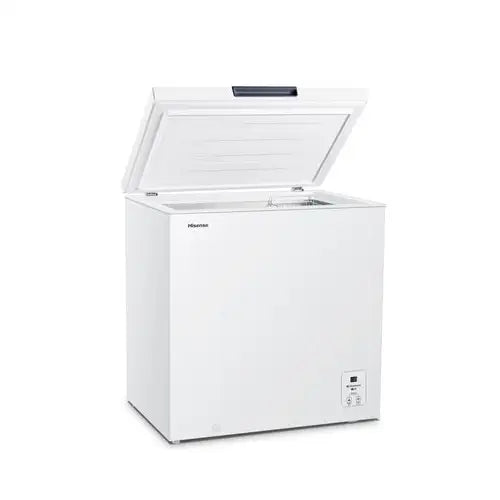 Congelatore Hisense bianco con coperchio apribile e capacità ampia per conservazione alimenti