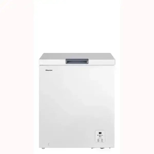 Hisense congelatore a pozzetto bianco con maniglia superiore e pannello di controllo digitale frontale