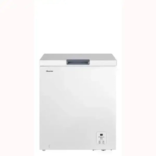 Hisense congelatore a pozzetto bianco con maniglia superiore e pannello di controllo digitale frontale