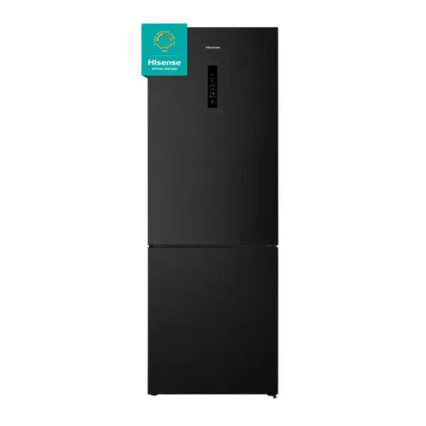 Frigorifero nero HISENSE con doppia porta e display digitale frontale moderno