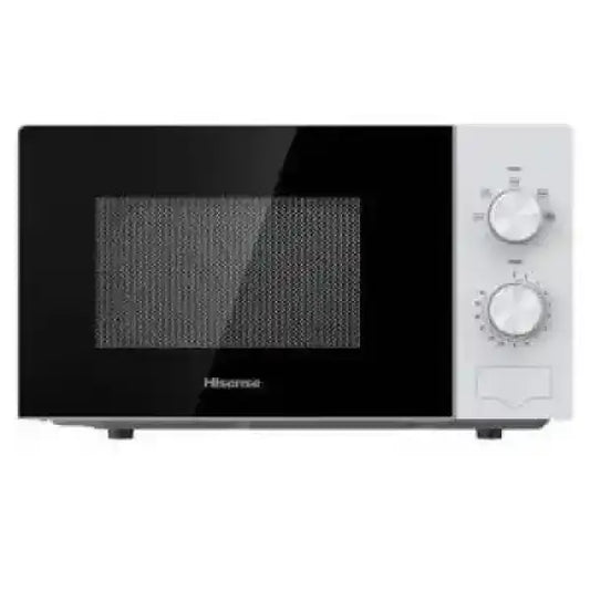 Forno a microonde Hisense con pannello di controllo meccanico e porta nera lucida