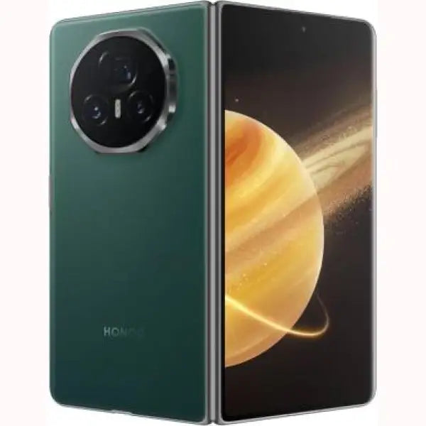 Smartphone Honor Magic V3 in colore verde con schermo pieghevole e fotocamera posteriore tripla