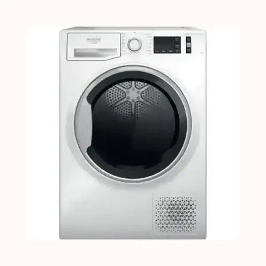 Asciugatrice Hotpoint bianca a carica frontale con display digitale e porta trasparente