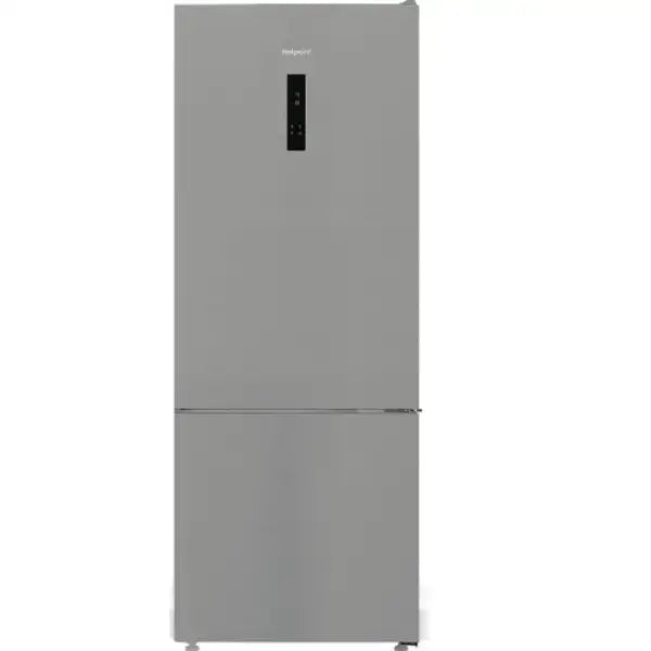 Frigorifero Hotpoint moderno in acciaio inox con display digitale e doppia porta