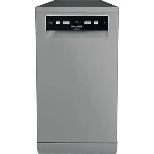 Lavastoviglie Hotpoint colore grigio con pannello di controllo digitale e design moderno