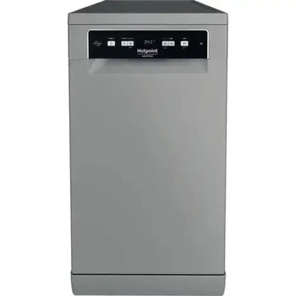 Lavastoviglie Hotpoint colore grigio con pannello di controllo digitale e design moderno