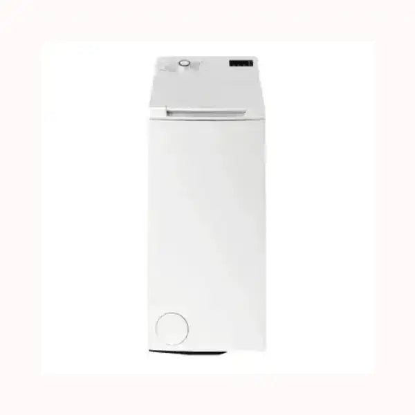 Lavatrice Hotpoint bianca a carica dall'alto con display digitale e comando rotativo