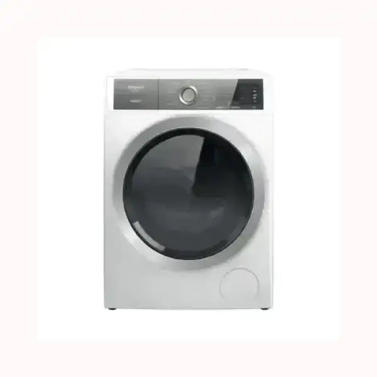 Lavatrice HOTPOINT bianca a carica frontale con pannello di controllo digitale moderno