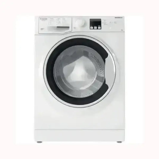 Hotpoint lavatrice bianca frontale con oblò trasparente e pannello di controllo digitale