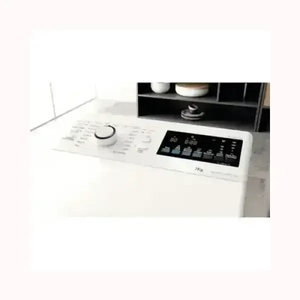 Pannello di controllo lavatrice Hotpoint bianco con display digitale e selettore programmi