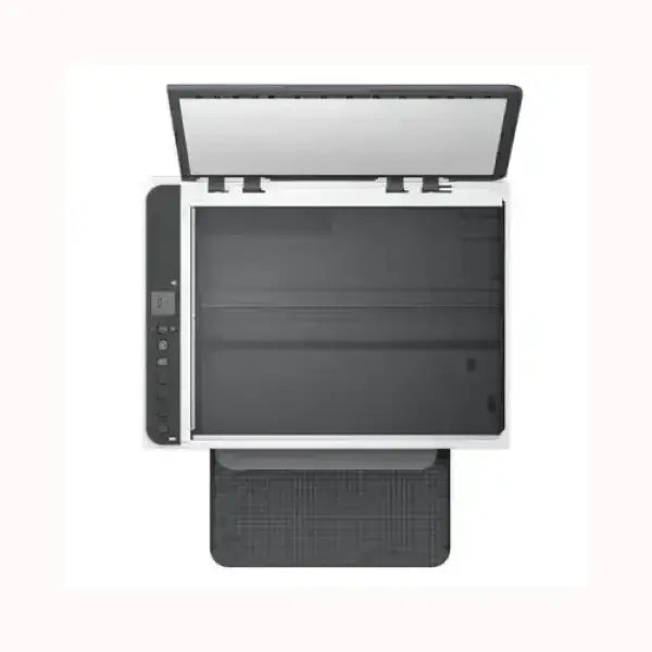 Stampante HP MULTIFUNZIONE con scanner piano e pannello di controllo laterale in nero e bianco