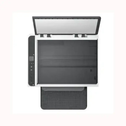 Stampante HP MULTIFUNZIONE con scanner piano e pannello di controllo laterale in nero e bianco