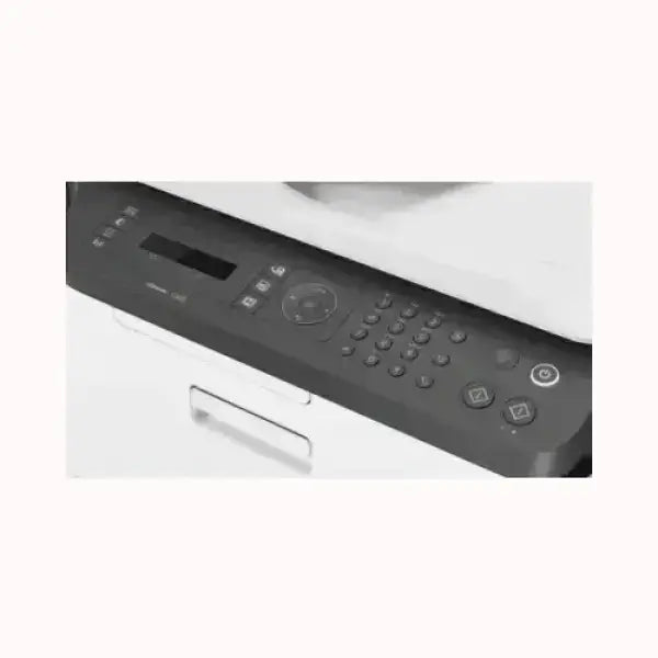 Pannello di controllo della stampante HP con schermo digitale e tastiera numerica