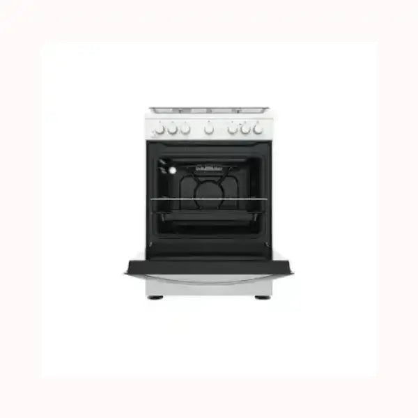 Cucina INDESIT bianca con forno e manopole per il controllo della cottura