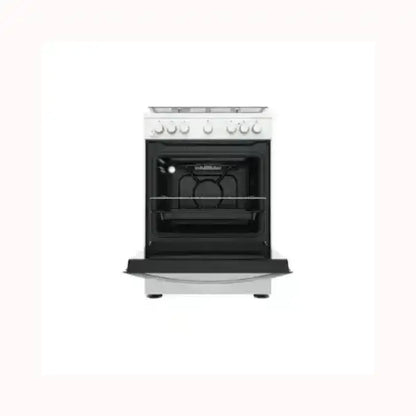 Cucina INDESIT bianca con forno e manopole per il controllo della cottura