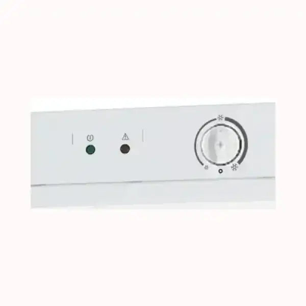 Pannello di controllo bianco con manopola e luci LED del congelatore INDESIT