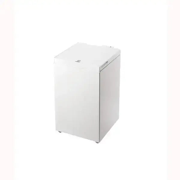 Congelatore a pozzetto bianco compatto INDESIT con sportello superiore ideale per piccoli spazi domestici