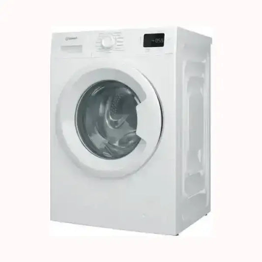 Lavatrice INDESIT bianca con porta trasparente e display digitale, design moderno e compatto