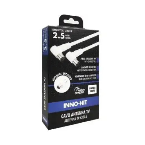 Inno-Hit Cavo Antenna M/F Spina 90 2.5m Bianco - Accessori TV - TecnoRoyal