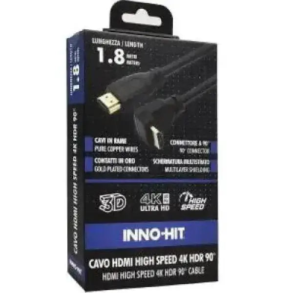 Inno-Hit Cavo HDMI High-Speed Connettore 90 4K HDR 1.8m Nero Accessori TV