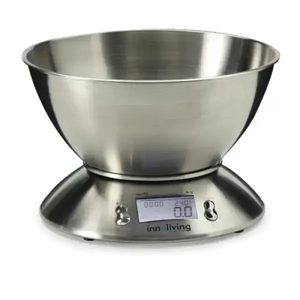 Bilancia da cucina Innoliving con ciotola in acciaio inox e display digitale per pesa alimenti