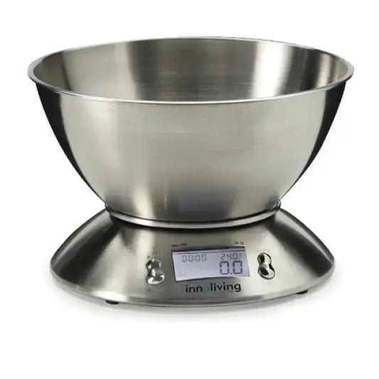Bilancia da cucina Innoliving con ciotola in acciaio inox e display digitale per pesa alimenti