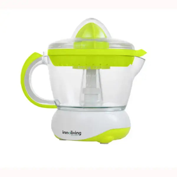 Spremiagrumi elettrico Innoliving con contenitore trasparente e dettagli verdi lime