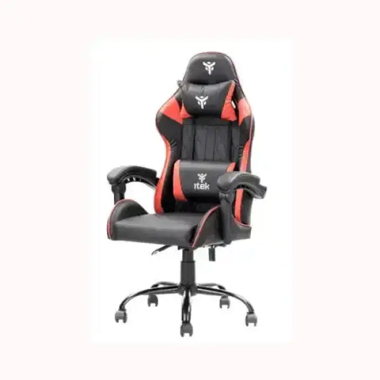 Sedia da gaming ITEK nera e rossa con supporto lombare e poggiatesta per accessori informatica