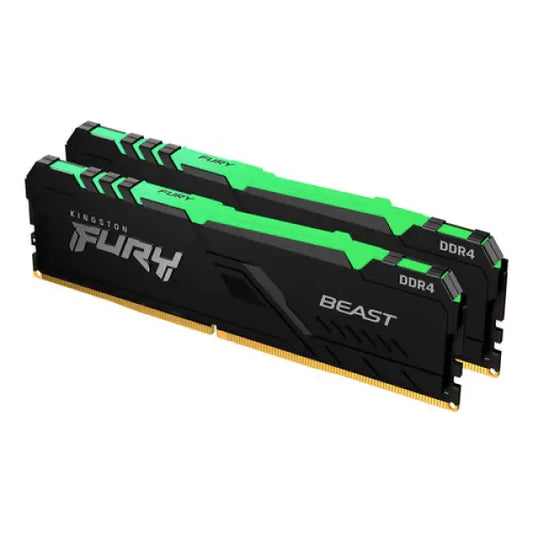 Modules RAM DDR4 KINGSTON Fury Beast au design noir et vert pour des performances élevées
