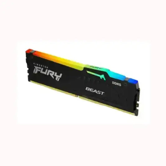 Modulo RAM KINGSTON Fury Beast DDR5 con illuminazione RGB colorata e design nero