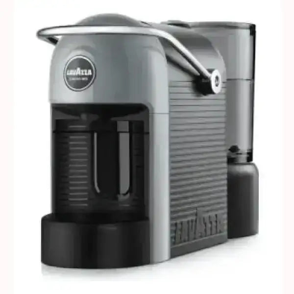 Macchina da caffè Lavazza nera e grigia con serbatoio acqua posteriore e leva superiore