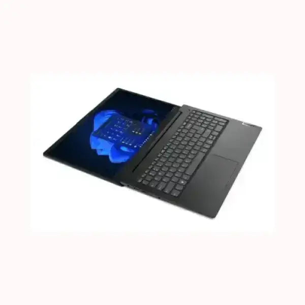Notebook LENOVO nero con tastiera estesa e schermo aperto con grafica blu