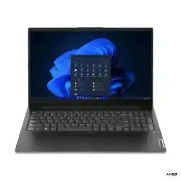 Notebook Lenovo con schermo aperto e tastiera visibile, design moderno e sistema operativo Windows