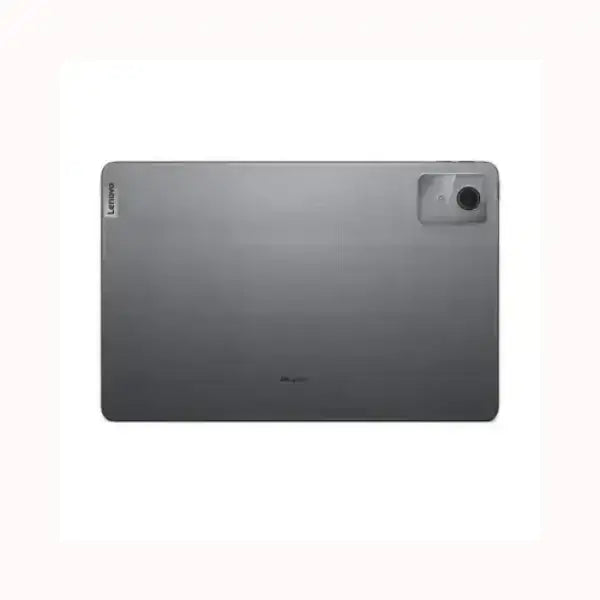 Retro di lenovo tablet grigio con fotocamera posteriore angolata logo laterale design sottile