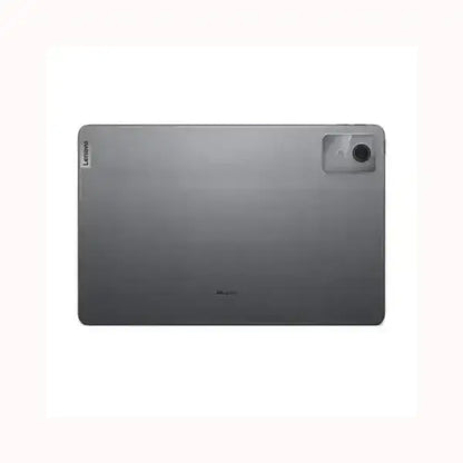 Retro di lenovo tablet grigio con fotocamera posteriore angolata logo laterale design sottile