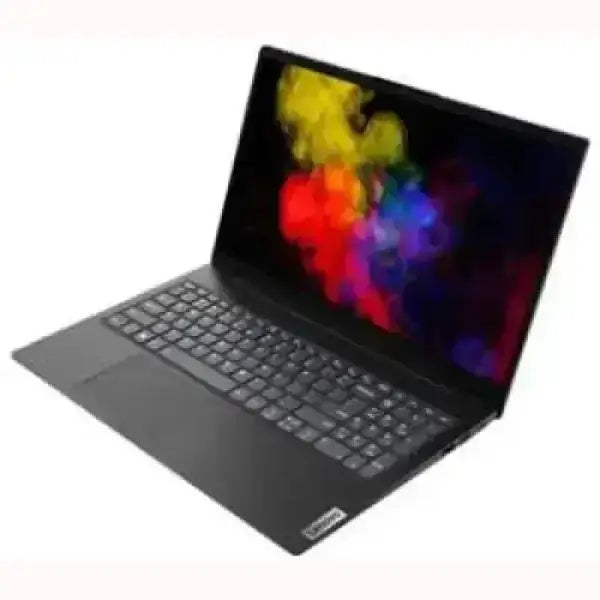 Notebook LENOVO nero con tastiera completa e schermo aperto con sfondo colorato