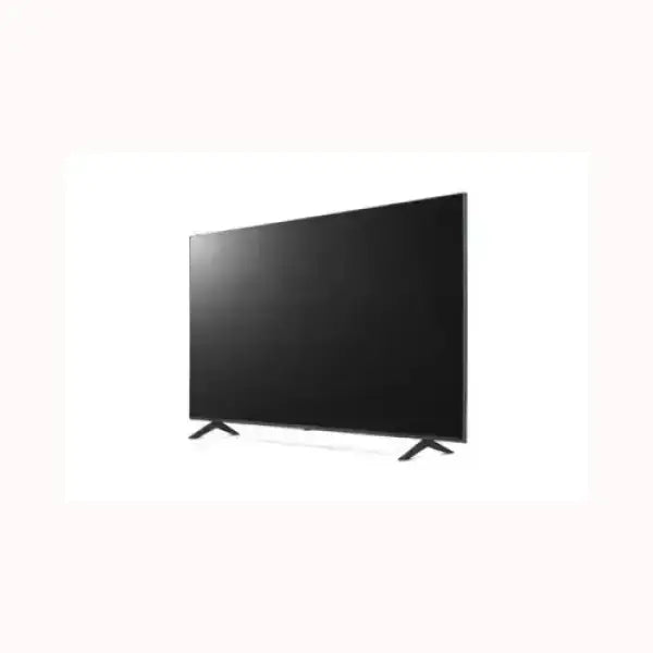 LG TV a schermo piatto con cornice sottile e piedini a V schermo nero ideale per salotto e cinema domestico