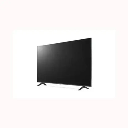 LG TV a schermo piatto con cornice sottile e piedini a V schermo nero ideale per salotto e cinema domestico