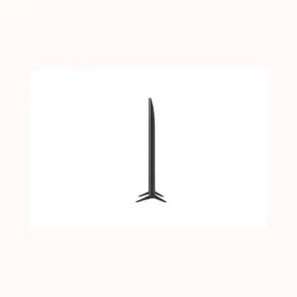 Profilo laterale di LG TV nero ultra sottile con supporto a V e design minimal per salotto